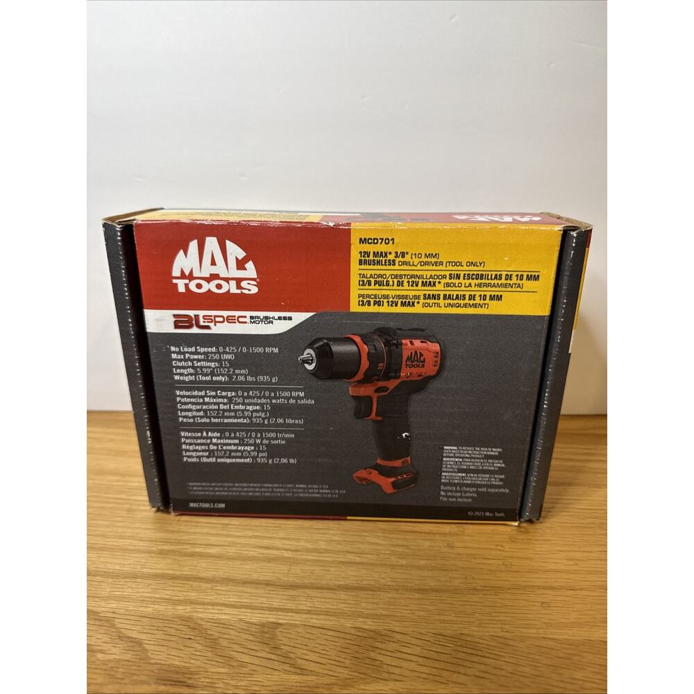 Mac Tools 12v Brushless Drill/Driver MCD701